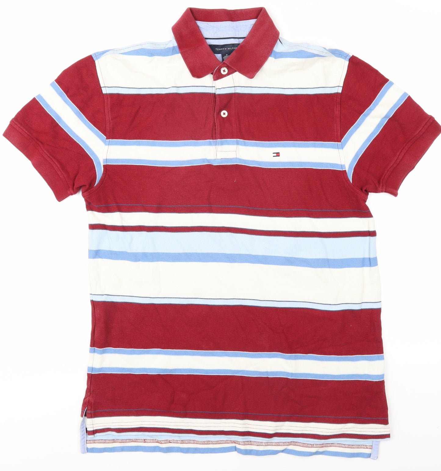 Tommy Hilfiger Men's Red Striped Polo Shirt M