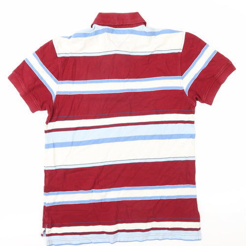 Tommy Hilfiger Men's Red Striped Polo Shirt M