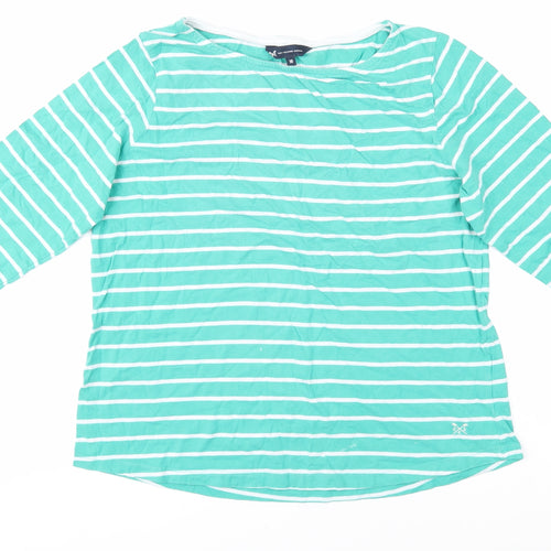 Crew Clothing Women's Green Striped T-Shirt, Size 16