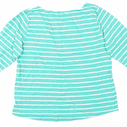 Crew Clothing Women's Green Striped T-Shirt, Size 16