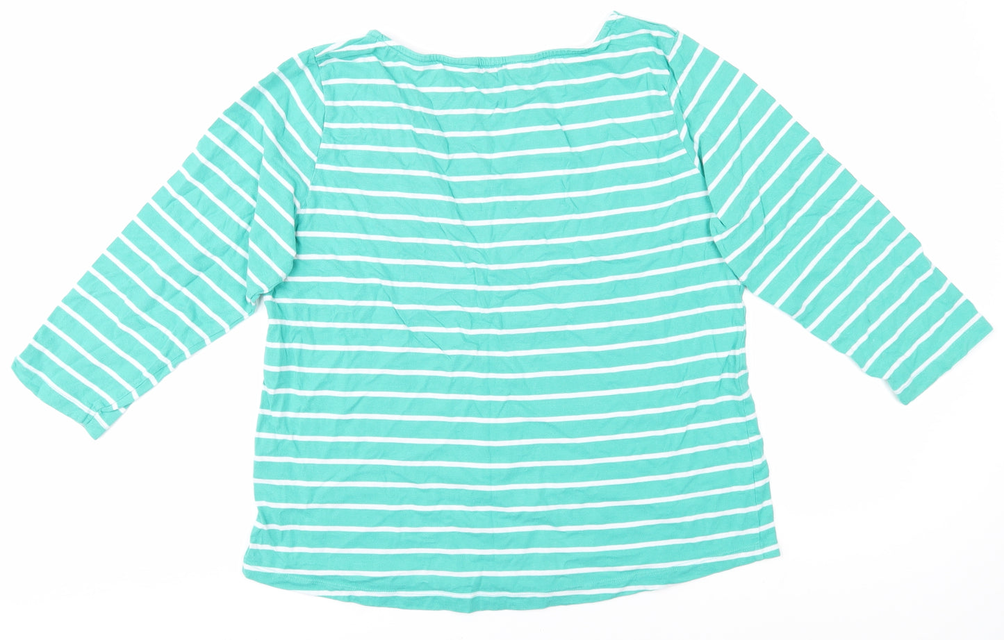 Crew Clothing Women's Green Striped T-Shirt, Size 16