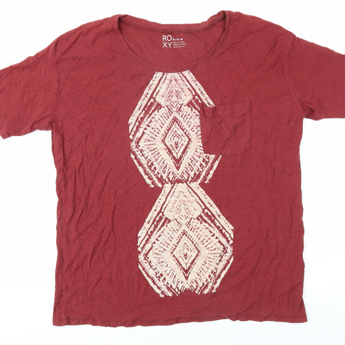 Roxy Women's Red Geometric T-Shirt Size M