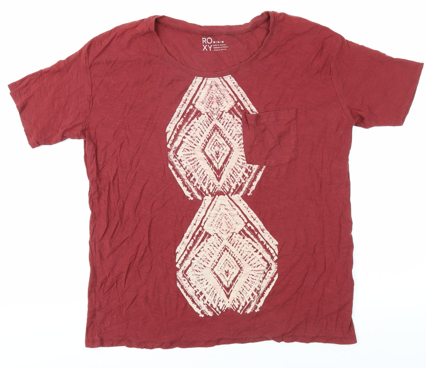 Roxy Women's Red Geometric T-Shirt Size M