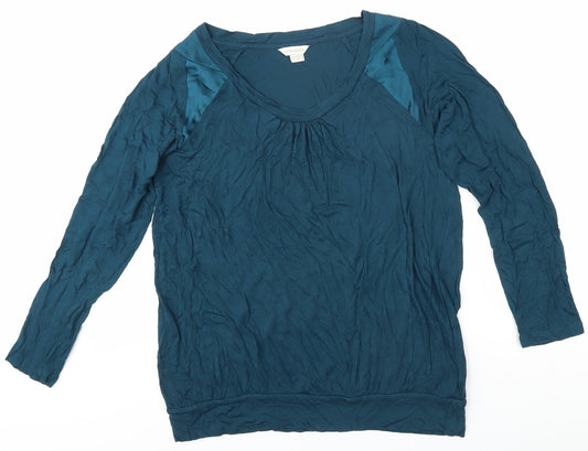 Monsoon Women's Blue Blouse Size 12, Scoop Neck, Long Sleeve