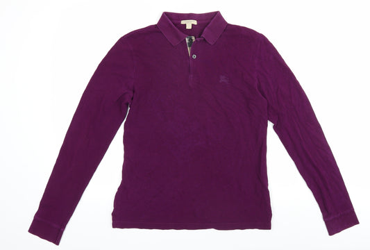 Burberry Women's Purple Polo Shirt, Size S, 100% Cotton