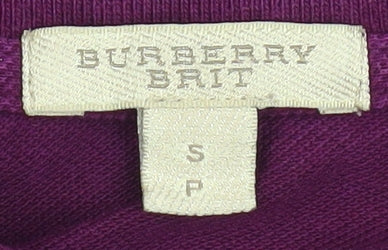 Burberry Women's Purple Polo Shirt, Size S, 100% Cotton