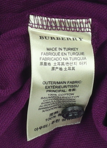 Burberry Women's Purple Polo Shirt, Size S, 100% Cotton