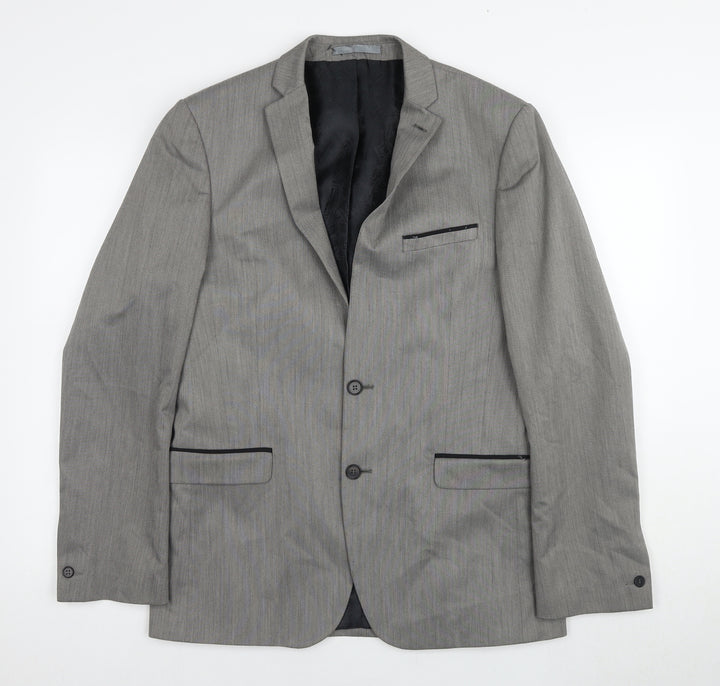 Red Herring Men's Grey Blazer, Long, Size 40L, Business Formal