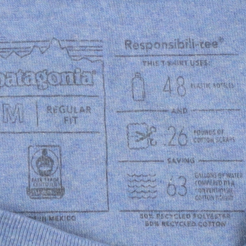 Patagonia Men's Blue Regular Fit T-Shirt, Size M