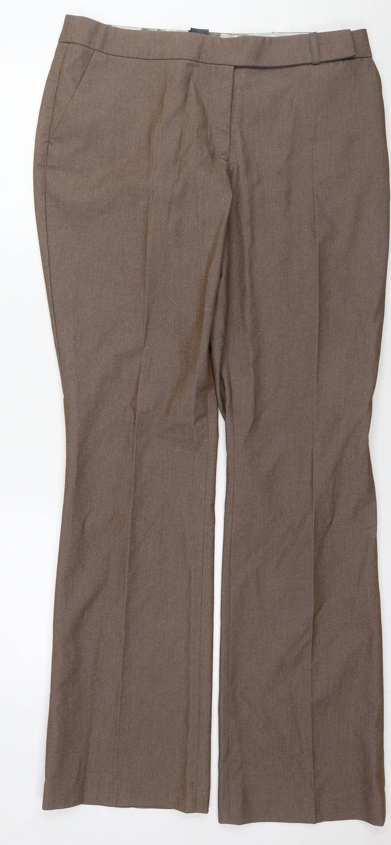 Next Women's Brown Dress Pants Size 12L Viscose Blend