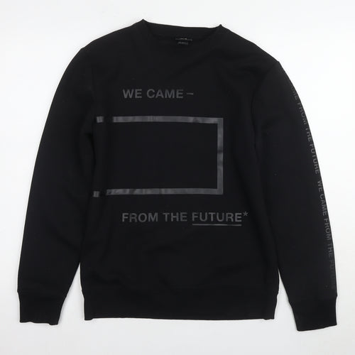 H&M Unisex Black Graphic Print Pullover Sweatshirt S
