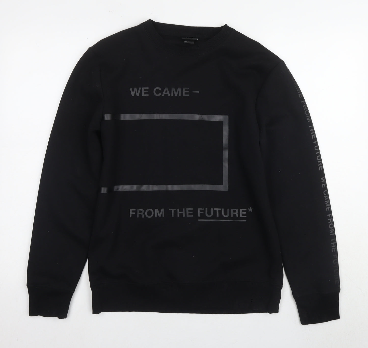 H&M Unisex Black Graphic Print Pullover Sweatshirt S