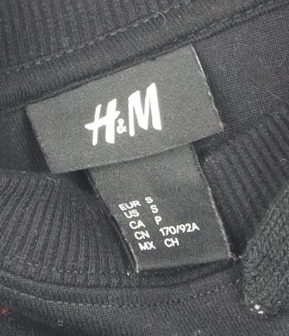 H&M Unisex Black Graphic Print Pullover Sweatshirt S