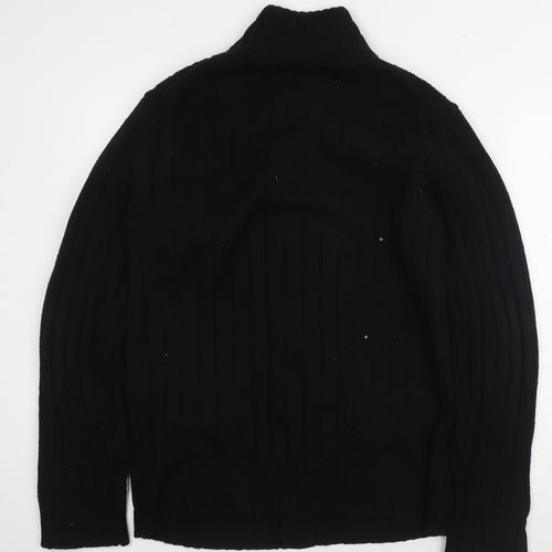 Uniqlo Men's Black Cardigan L Button Knit Wool