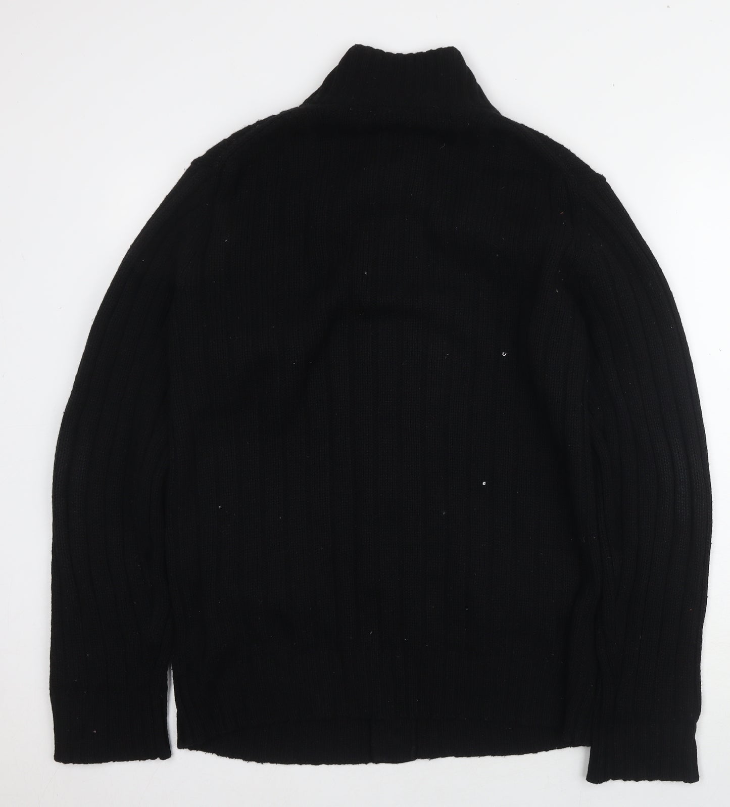 Uniqlo Men's Black Cardigan L Button Knit Wool