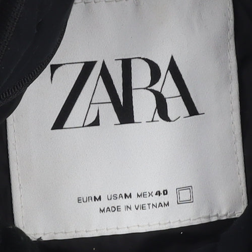 Zara Men's Black M Puffer Jacket, Casual Winter Style