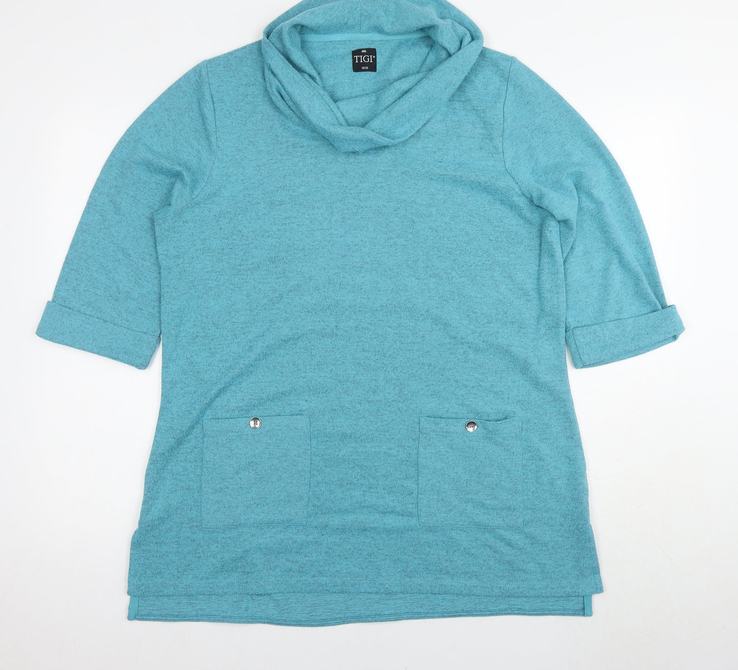 TIGI Women's Blue Cowl Neck Tunic, Size 18