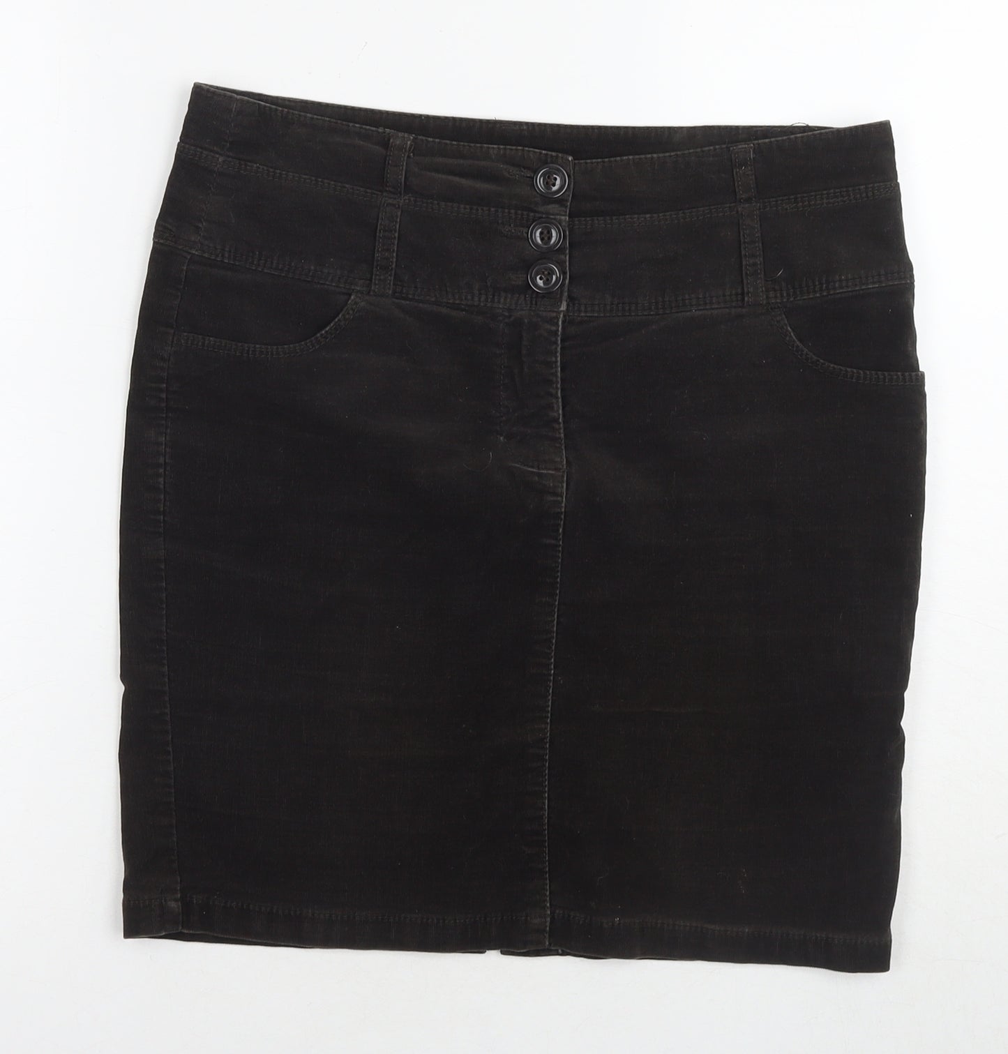 Benetton Women's Black Corduroy Pencil Skirt Size 16