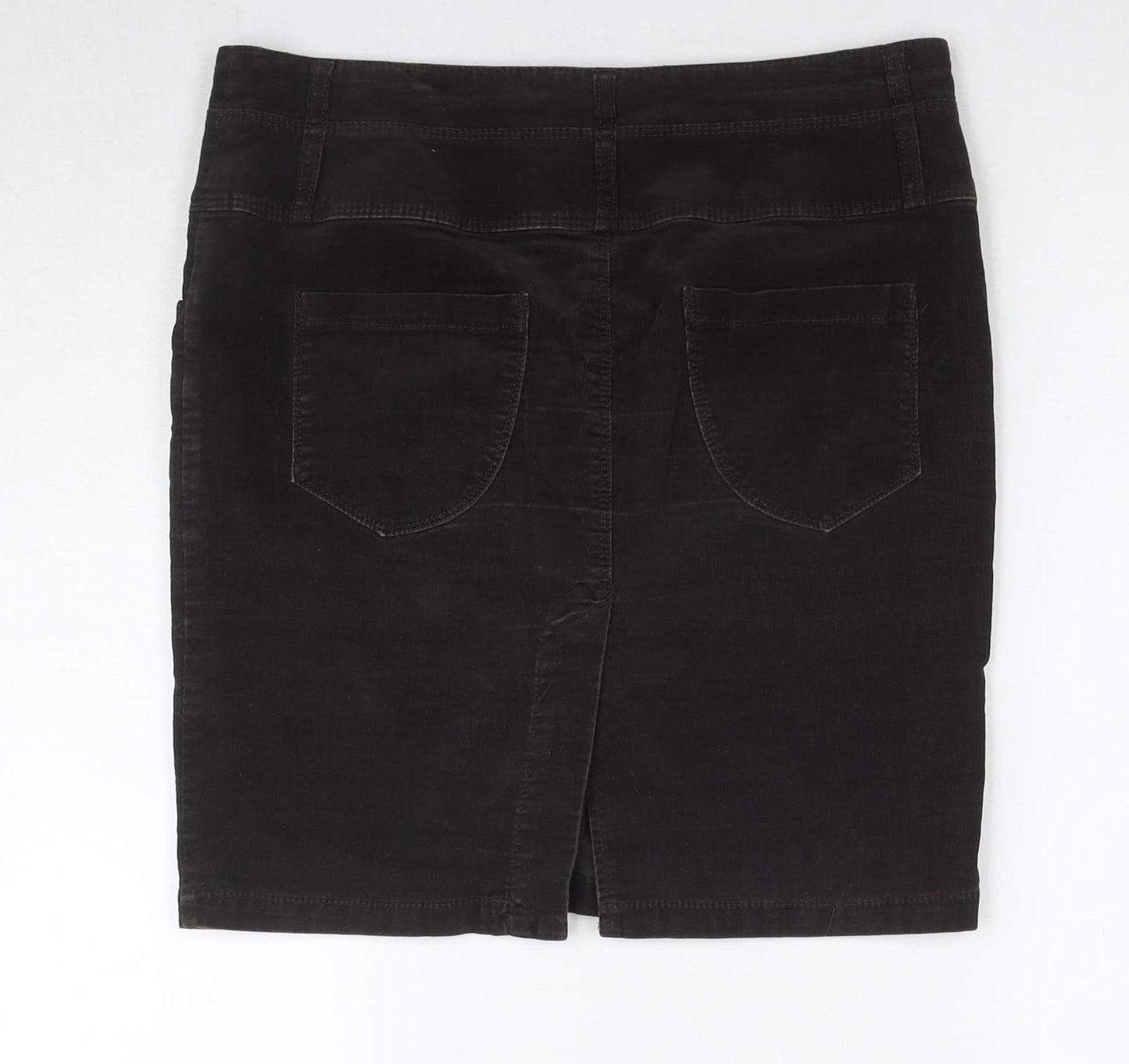 Benetton Women's Black Corduroy Pencil Skirt Size 16