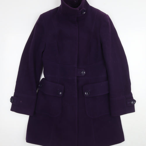 Next Women's Purple Overcoat Size 10 Petite Button