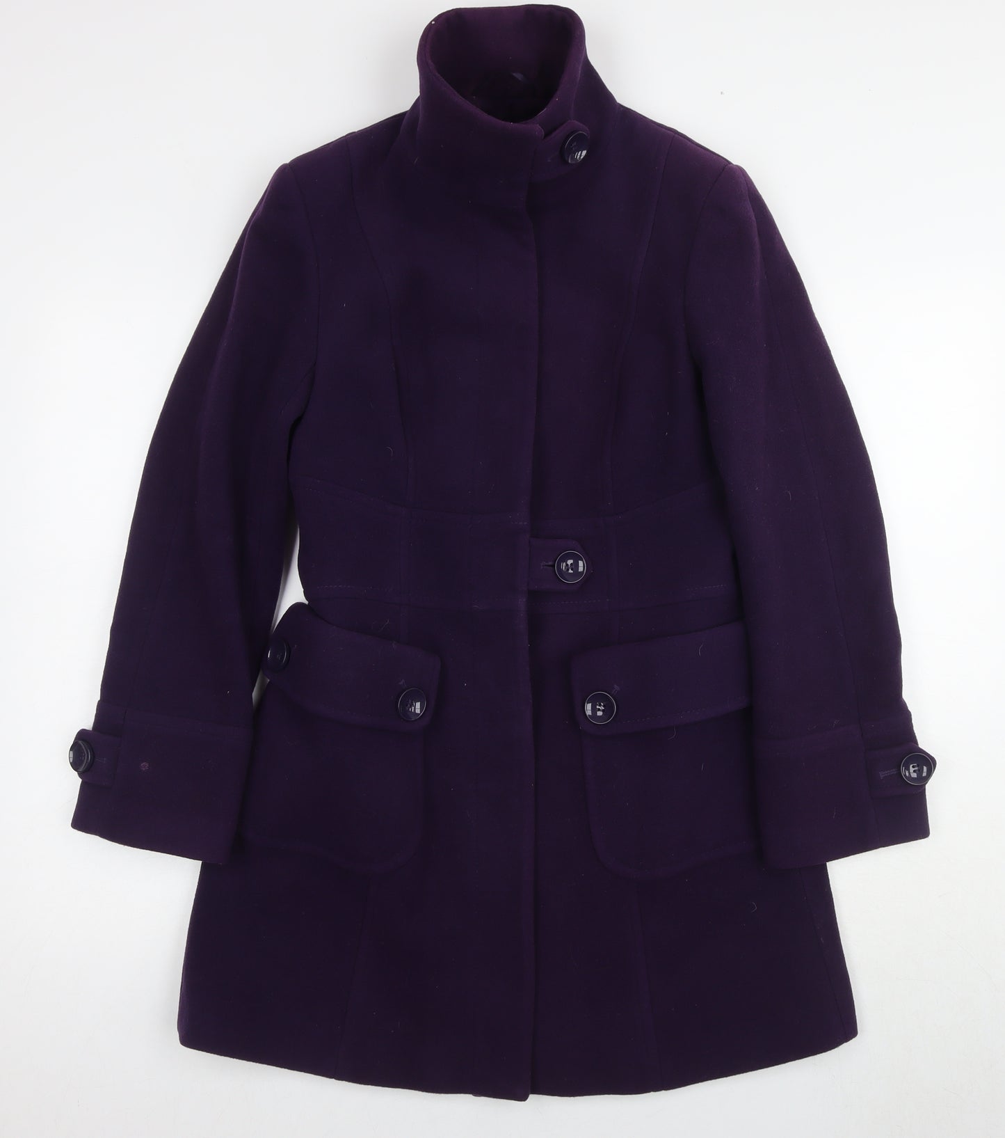 Next Women's Purple Overcoat Size 10 Petite Button