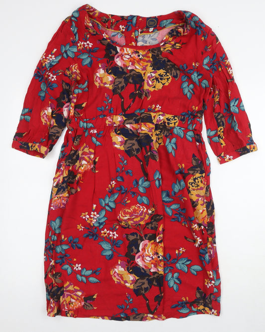 Joules Women's Multicoloured Floral Shift Dress Size 14