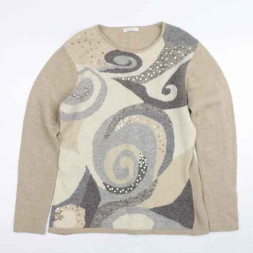 Berkertex Women's Beige Sequin Pullover Jumper Size 14-16