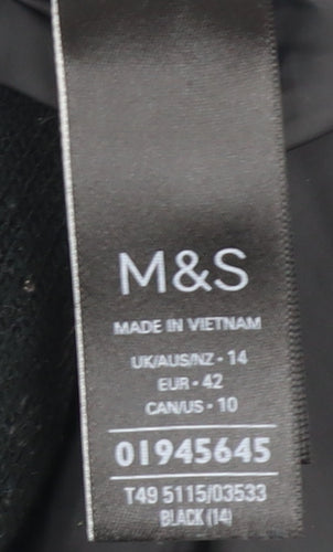 Marks and Spencer Women's Black Hooded Puffer Coat, Size 14