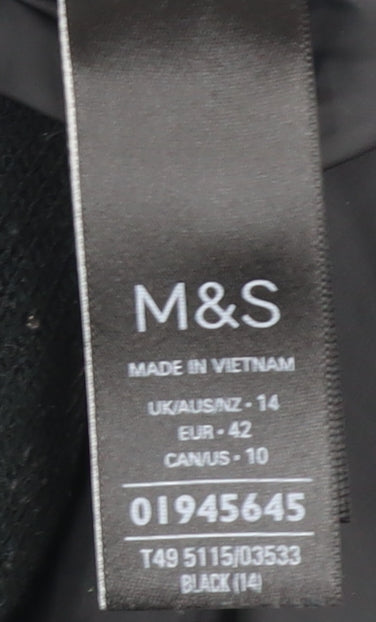 Marks and Spencer Women's Black Hooded Puffer Coat, Size 14