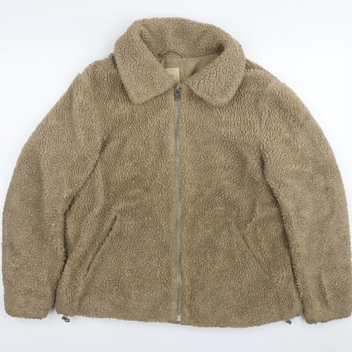 H&M Women's Beige Fleece Jacket, Size S, Casual Style