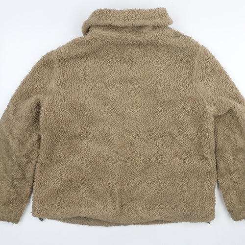 H&M Women's Beige Fleece Jacket, Size S, Casual Style