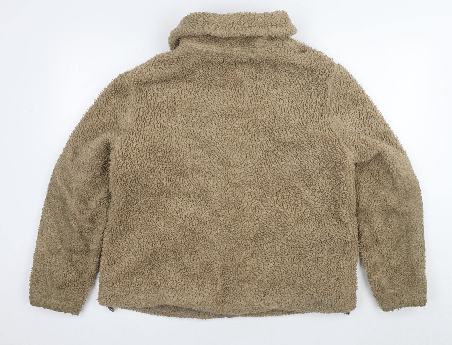 H&M Women's Beige Fleece Jacket, Size S, Casual Style