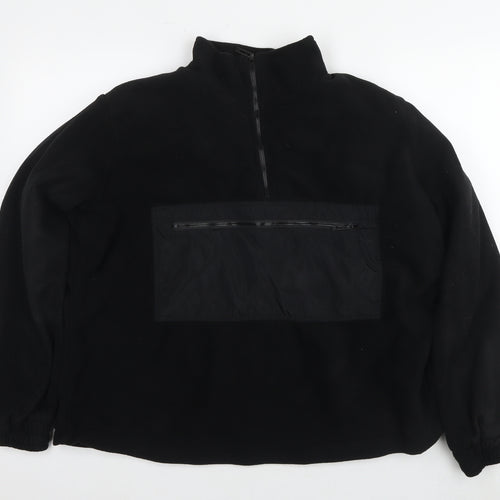 PrettyLittleThing Women's Black Fleece Zip Top Size 10