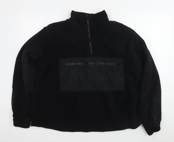 PrettyLittleThing Women's Black Fleece Zip Top Size 10
