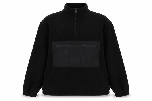 Front view of PRETTYLITTLETHING Women's Black Fleece Zip Top, size 10