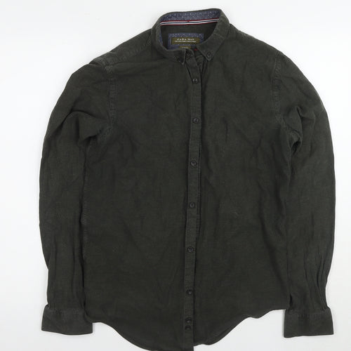 Zara Man Green Slim Fit Shirt M Long Sleeve