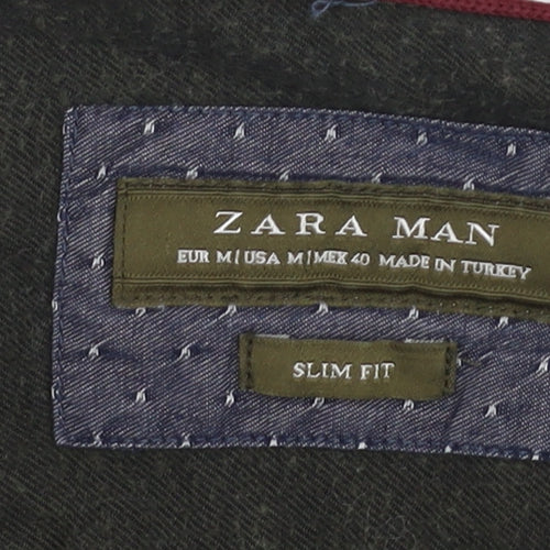 Zara Man Green Slim Fit Shirt M Long Sleeve