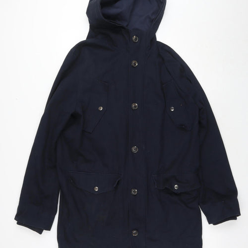 Topman Men's Blue Parka Jacket L - Hooded & Lined Casual Wear