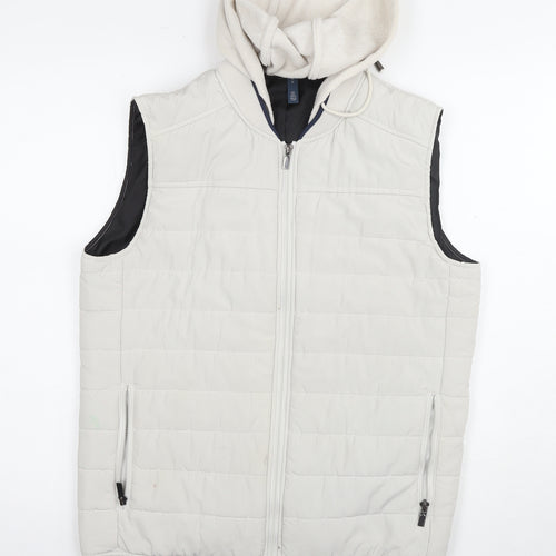 Zara Men's White Hooded Puffer Jacket Size L