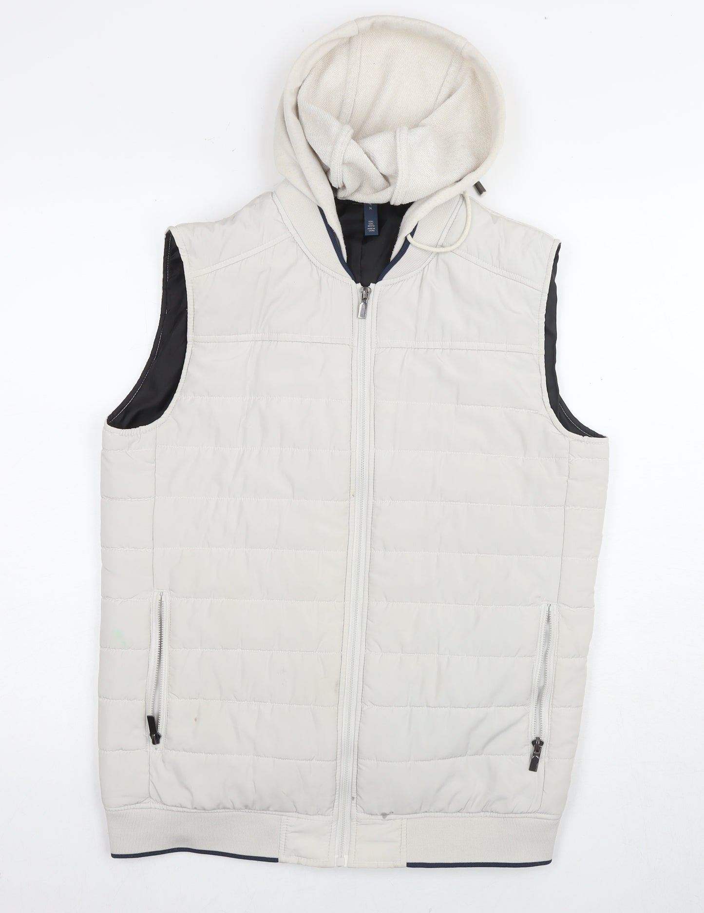 Zara Men's White Hooded Puffer Jacket Size L