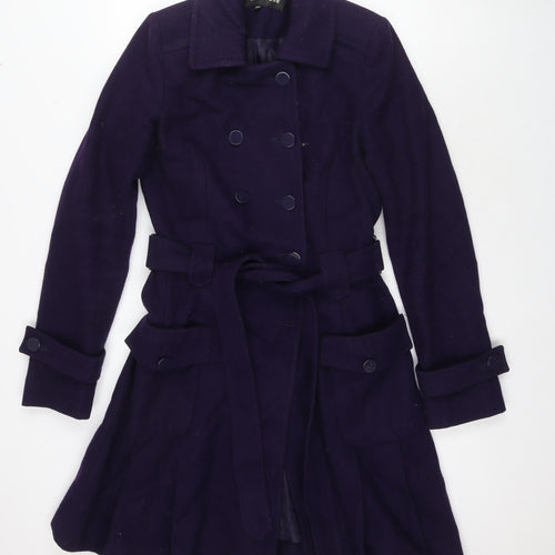 Warehouse Women's Purple Double-Breasted Coat UK 10