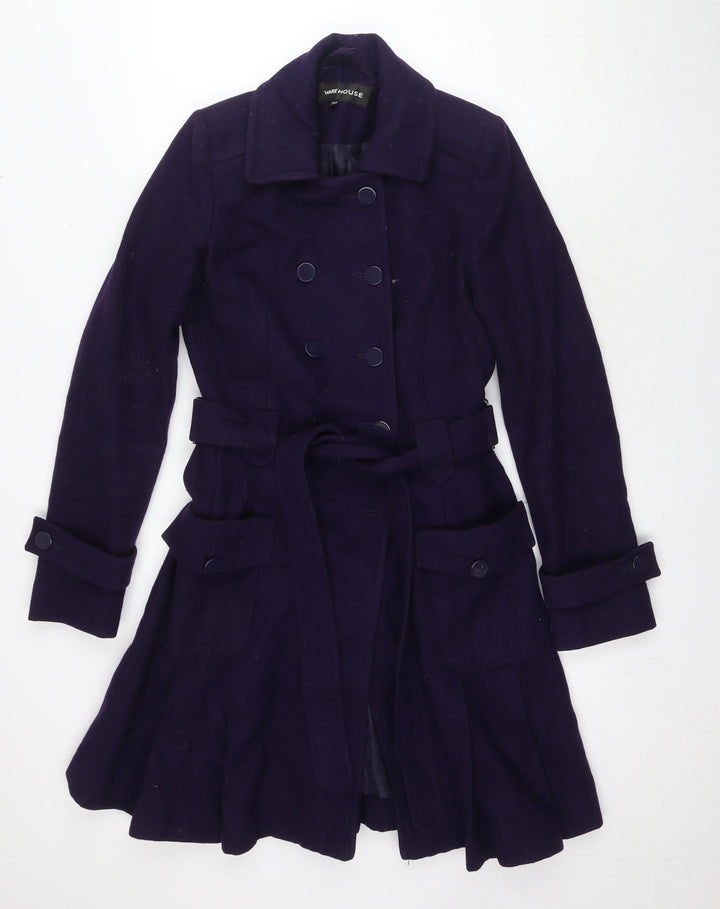 Warehouse Women's Purple Double-Breasted Coat UK 10