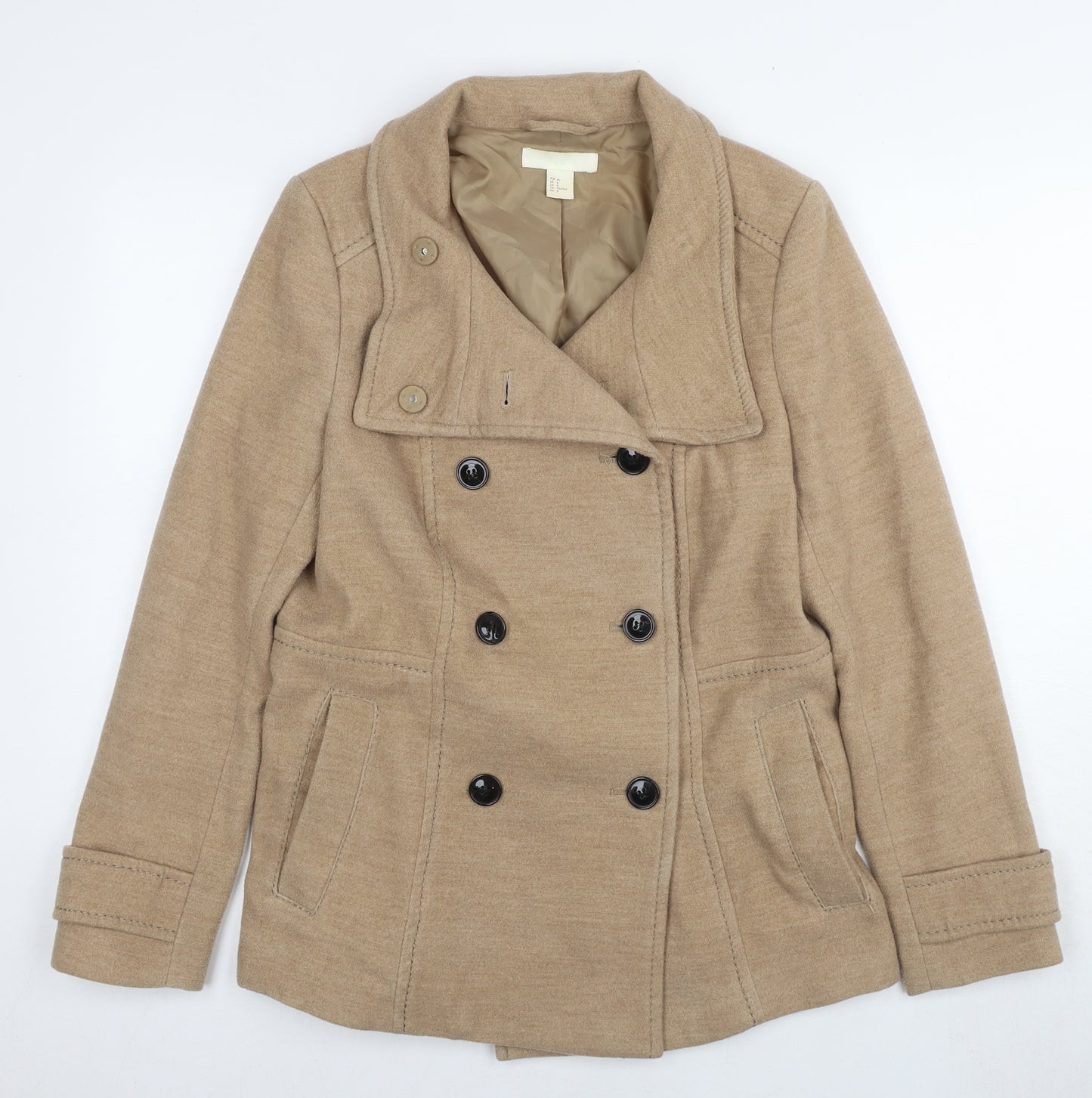 H&M Women's Beige Pea Coat Size 12 - Classic & Versatile