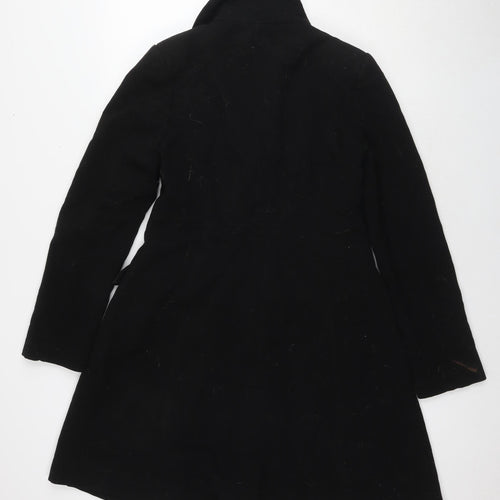 Wallis Women's Black Pea Coat, Size 10, Button-Front