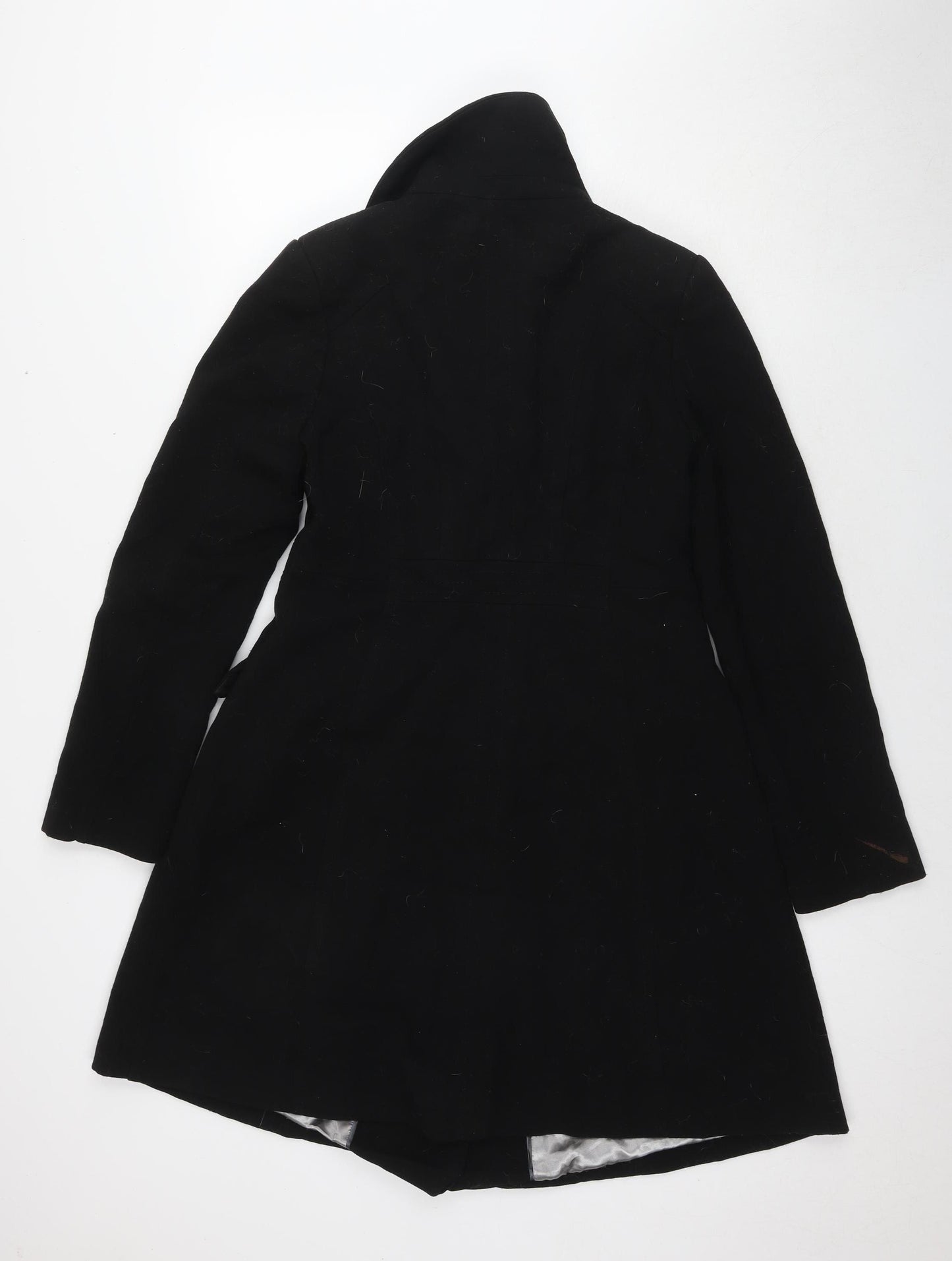 Wallis Women's Black Pea Coat, Size 10, Button-Front