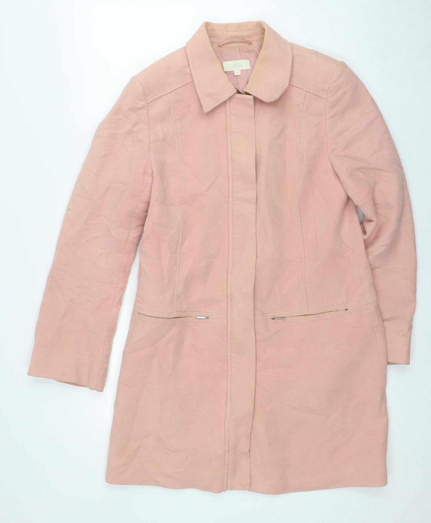 Marks and Spencer Women's Pink Cotton Coat - Size 10