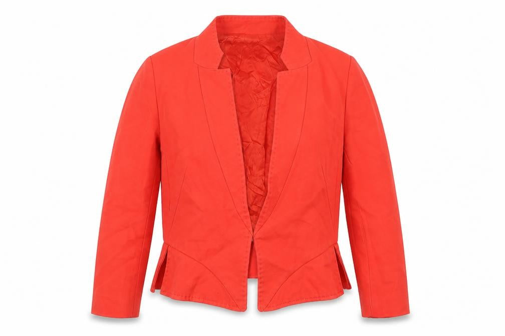 Front view of Zara Basic Women's Red Cotton Blazer, size XL, Casual
