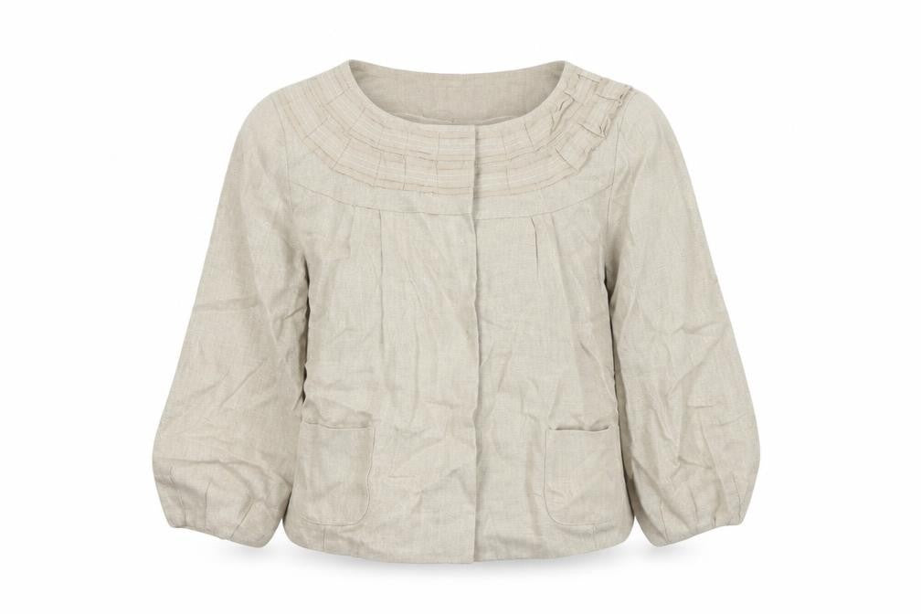 Front view of Marks & Spencer Women's Beige Cotton Jacket, size 10