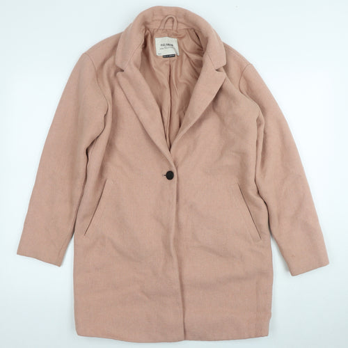 Pull&Bear Women's Beige Mid-Length Wool Blend Overcoat