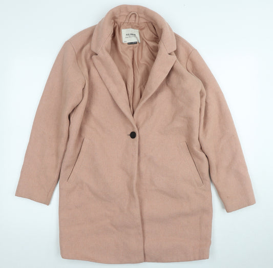 Pull&Bear Women's Beige Mid-Length Wool Blend Overcoat